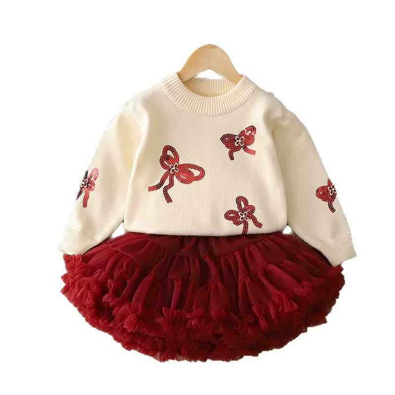 Christmas Bow Tutu Set