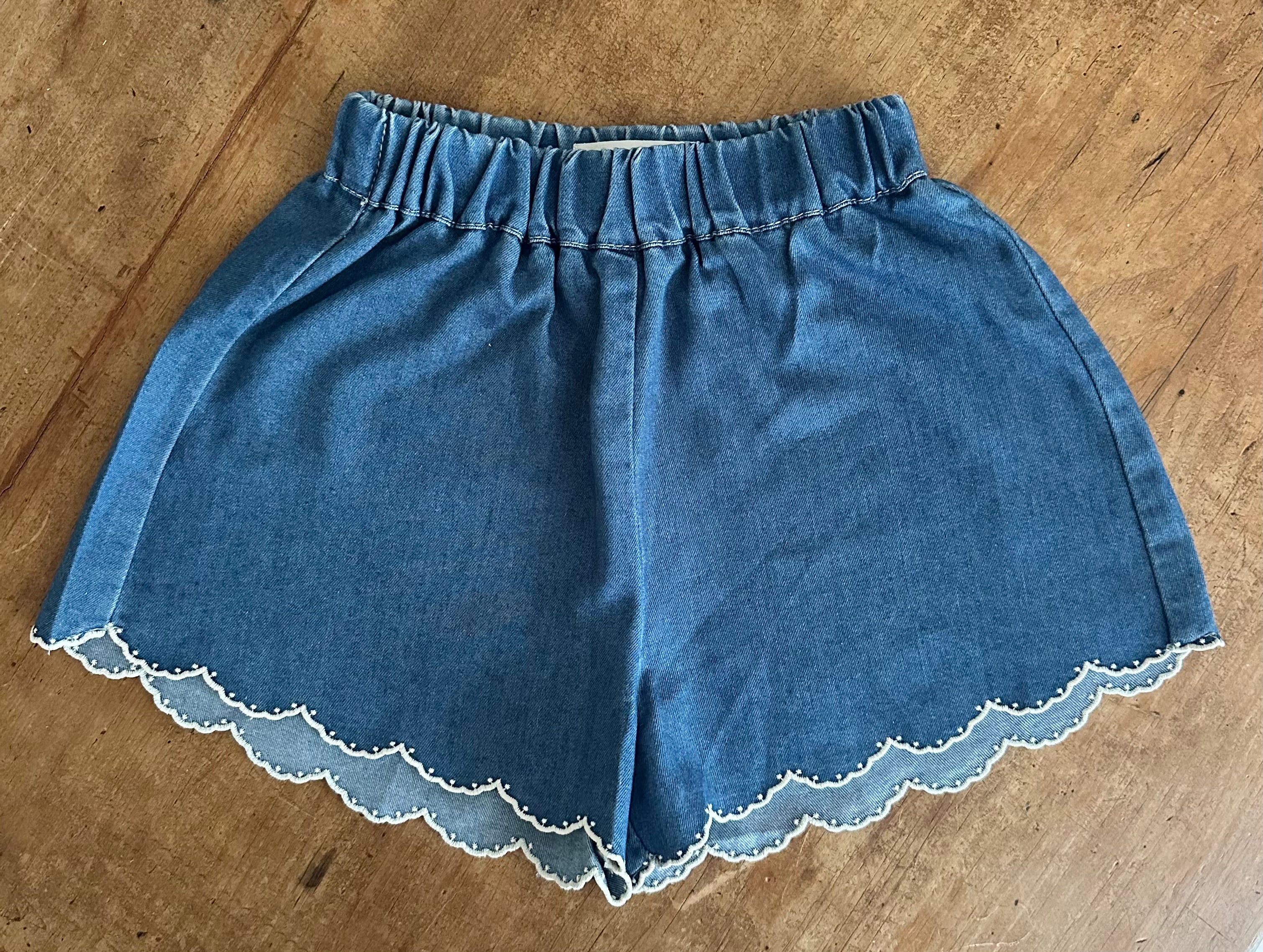 Scallop Denim shorts