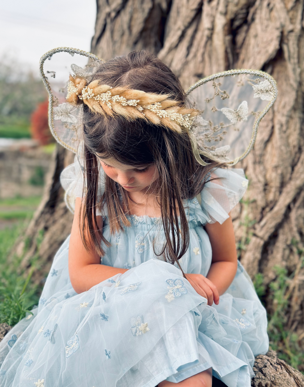 Daphne Dried bunny tail Flower Crown