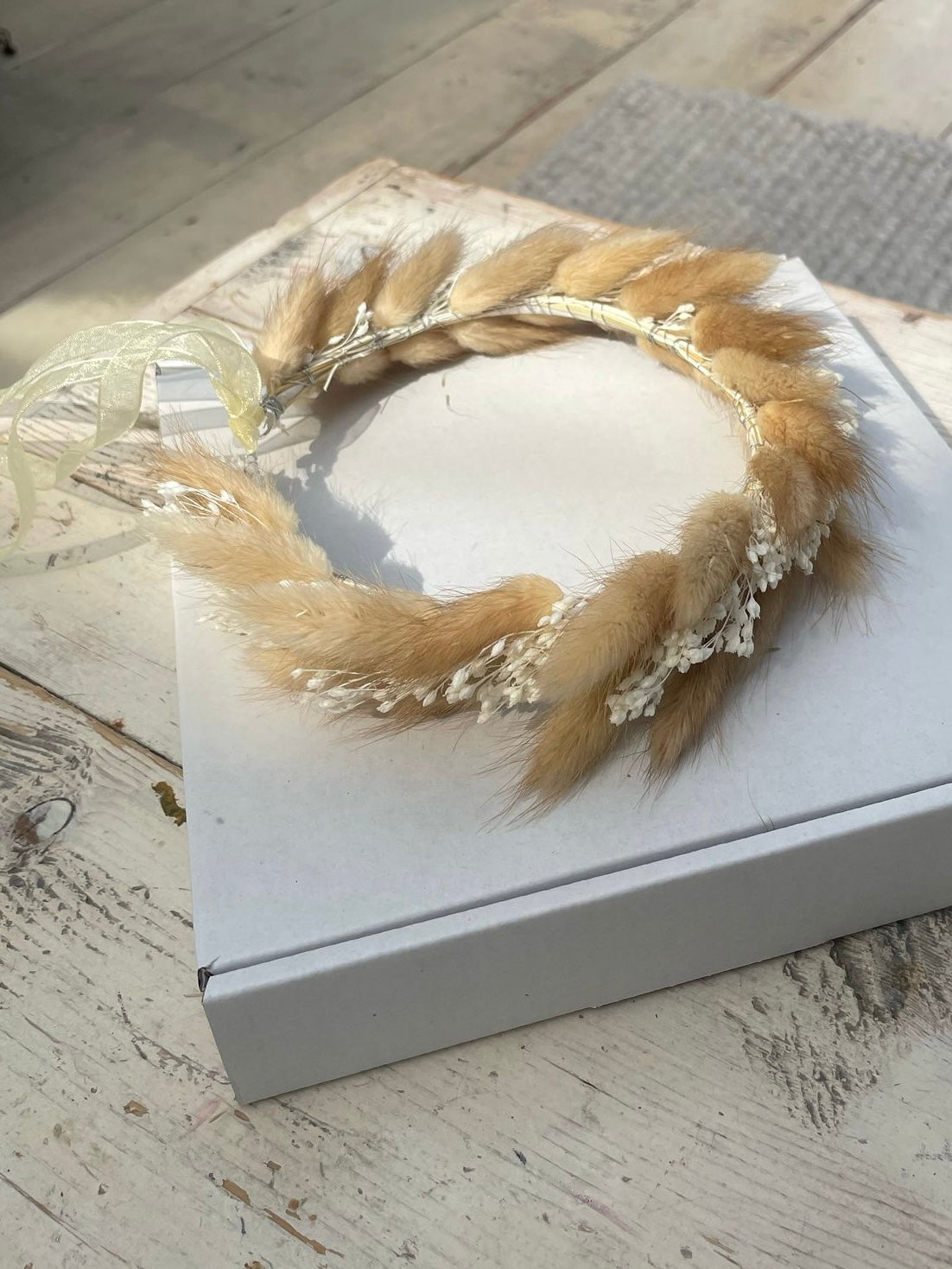 Daphne Dried bunny tail Flower Crown