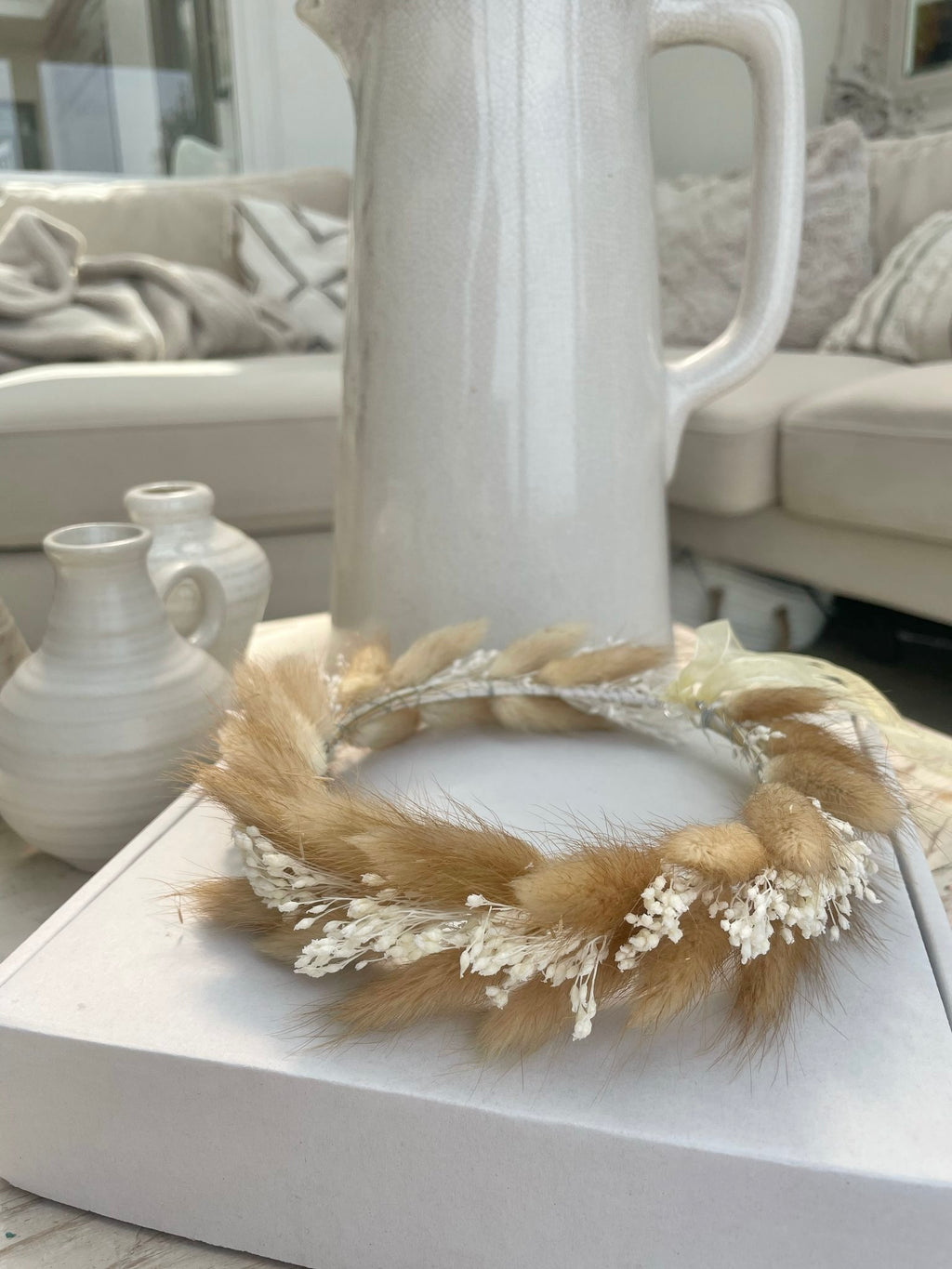 Daphne Dried bunny tail Flower Crown
