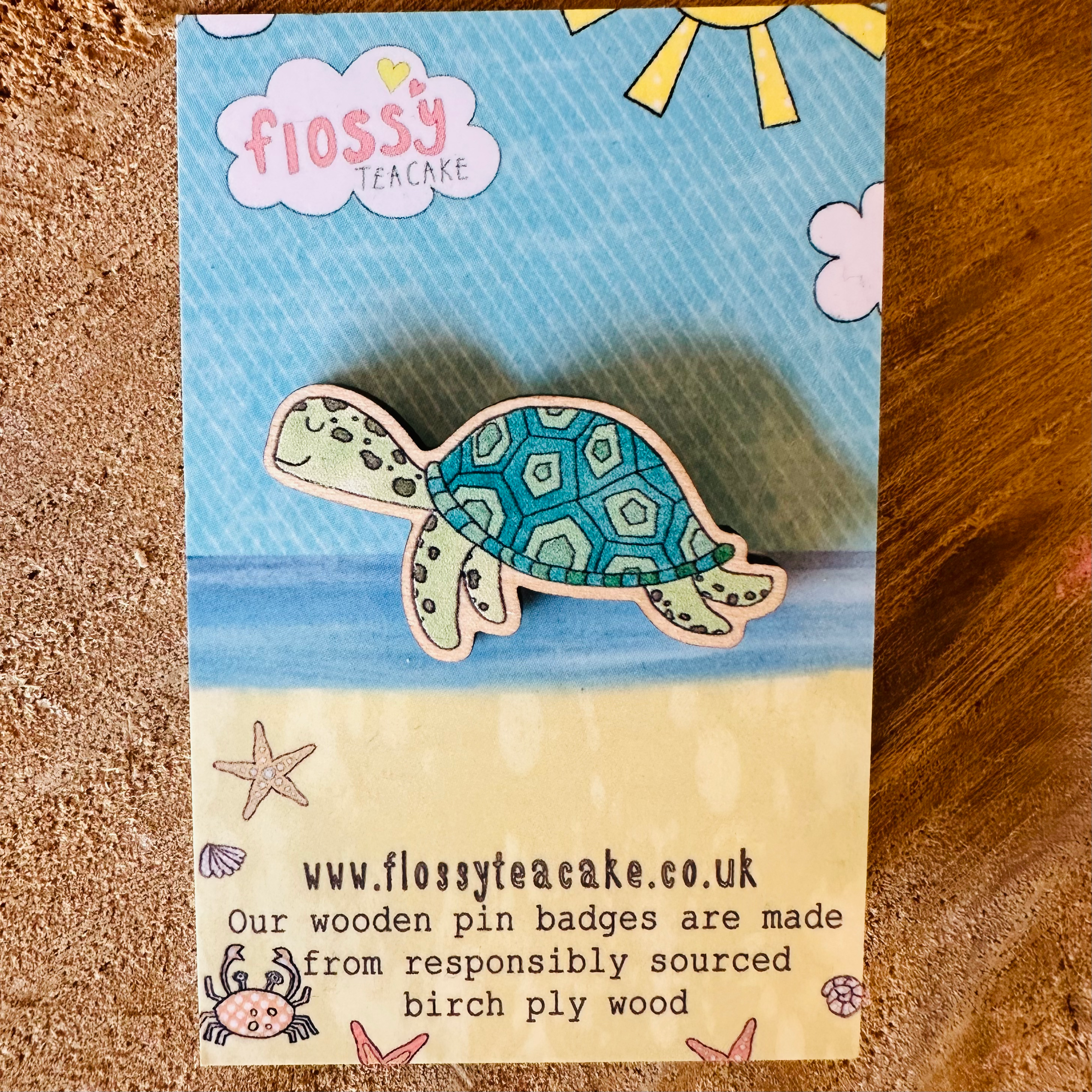 Turtle wooden Pin Badge
