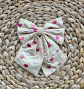 Embroidered Heart Bow Clip