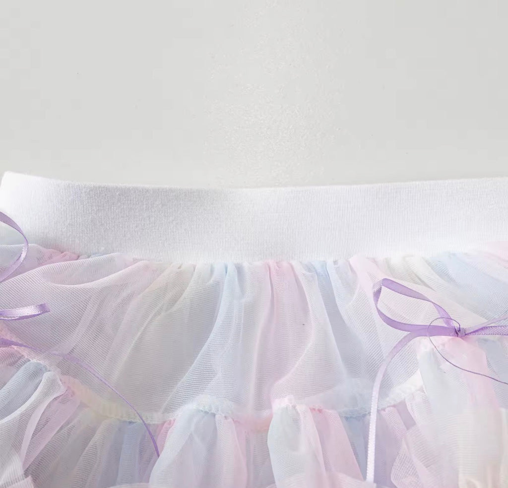 Rainbow Puff Tutu Skirt