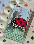 Ladybird wooden Pin Badge