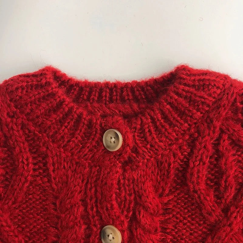 Hygge knitted cardigan BERRY RED