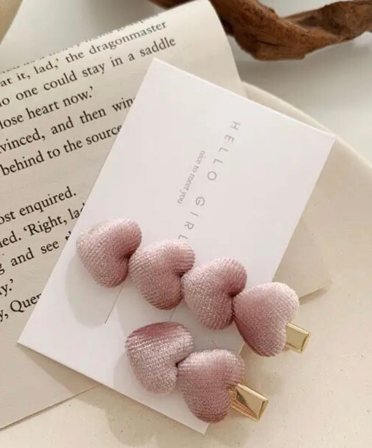 Velvet heart clips (set of 2)