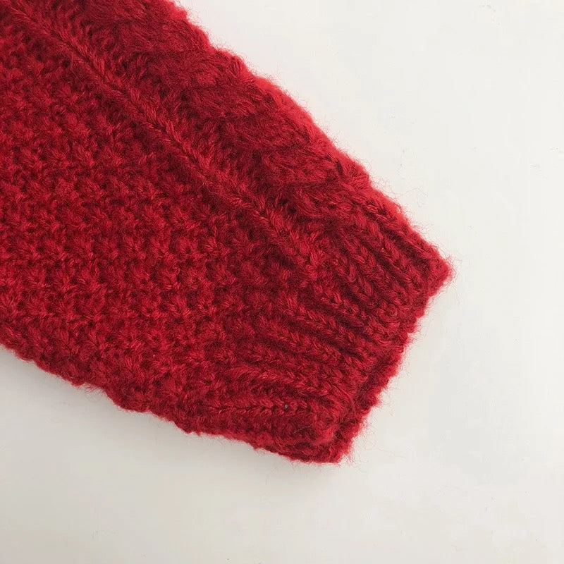 Hygge knitted cardigan BERRY RED