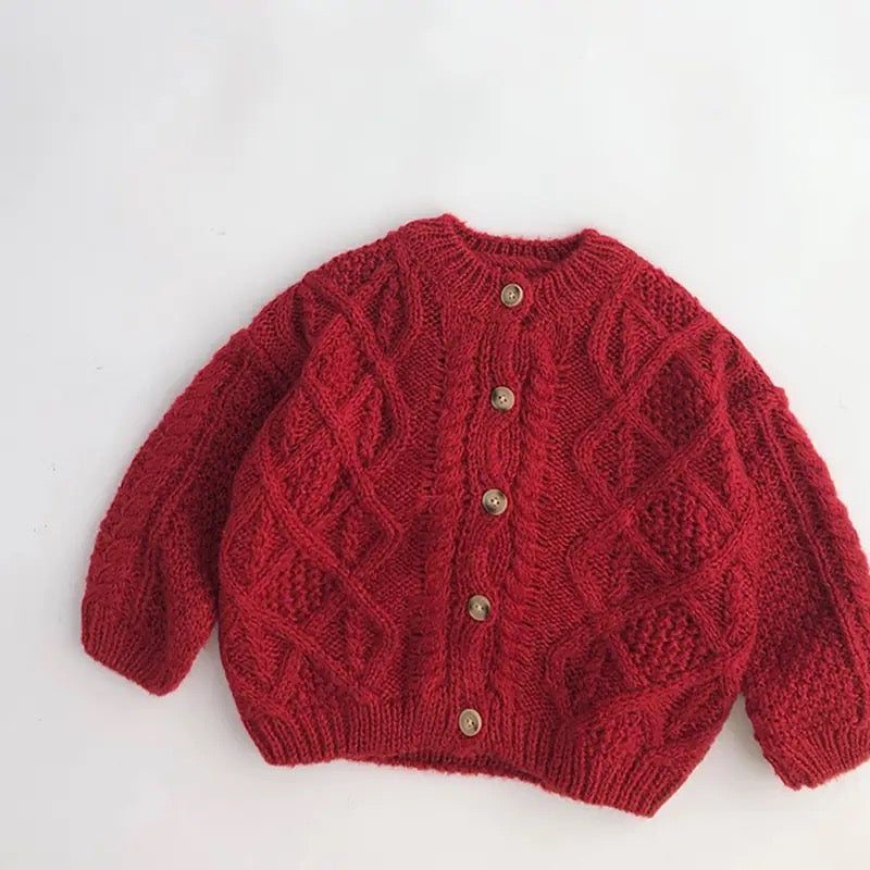 Hygge knitted cardigan BERRY RED