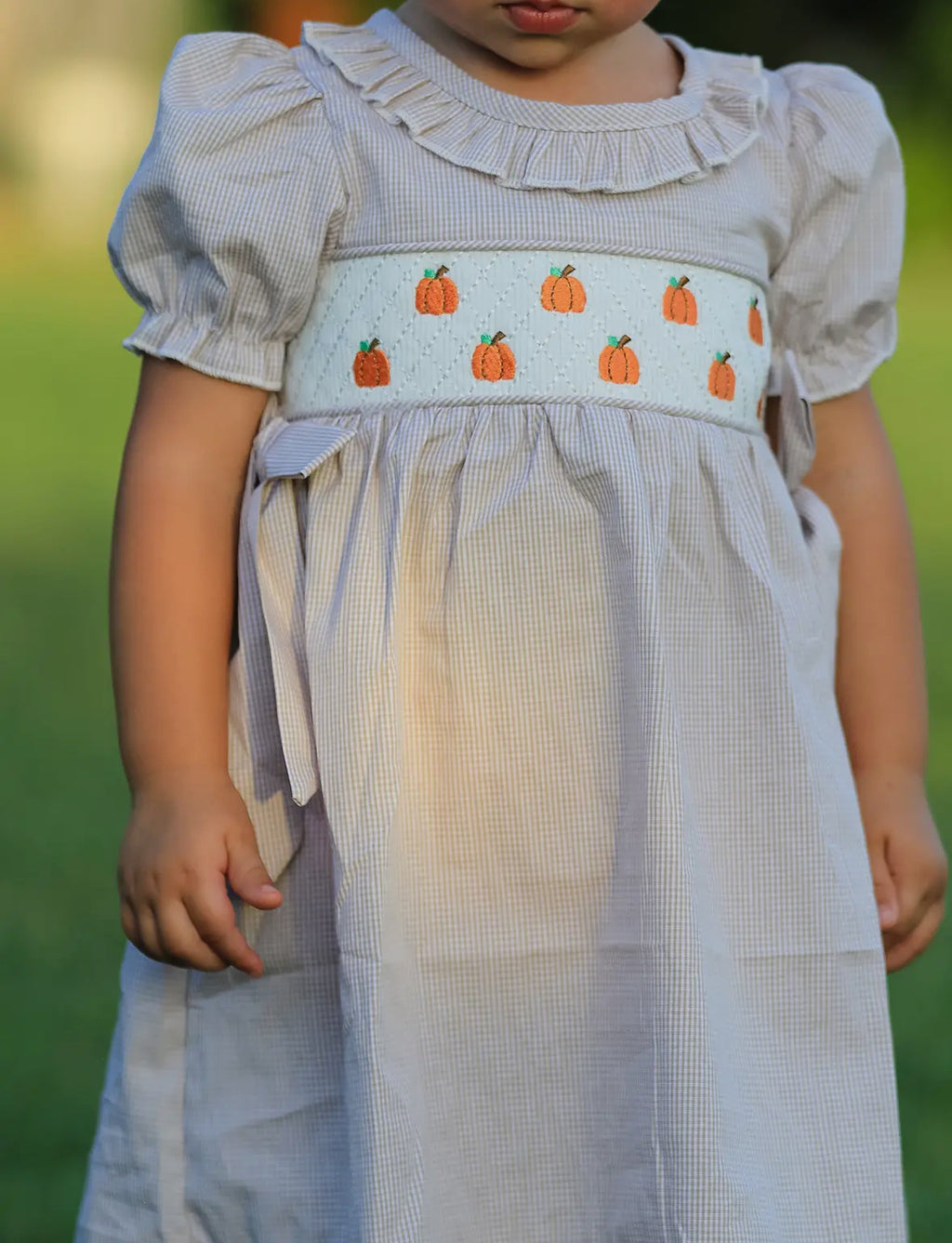 Pumpkin Embroidery Smock Dress