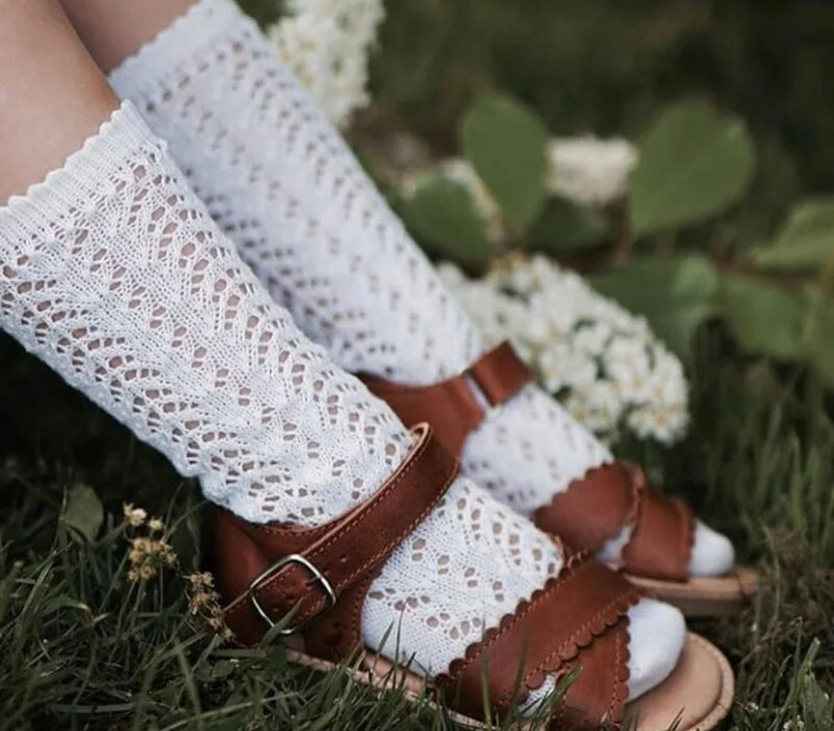 Open knit high socks (four colours)