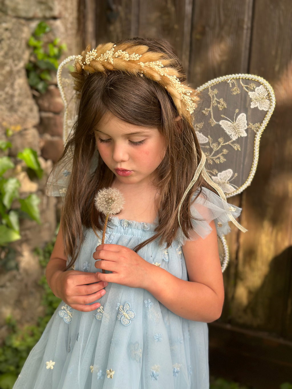 Daphne Dried bunny tail Flower Crown