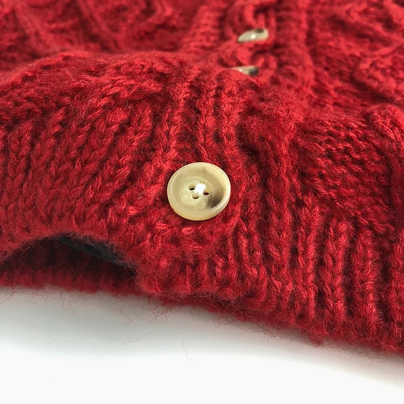 Hygge knitted cardigan BERRY RED