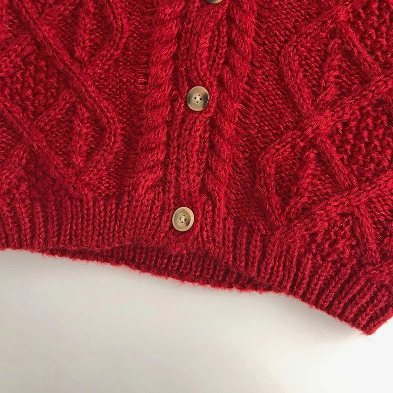 Hygge knitted cardigan BERRY RED